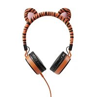 Planet Buddies - Furry Kids Linkable Wired Headphones (Charlie the Tiger) - Orange