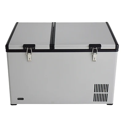 Whynter - FM-901DZ 90 Quart Dual Zone Portable Fridge/Freezer with 12V Option and Wheels - Gray