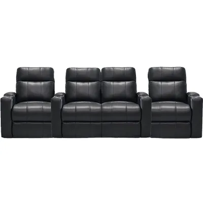 RowOne - Prestige Straight 4-Chair Row with Loveseat Leather Power Recline Home Theater Seating
