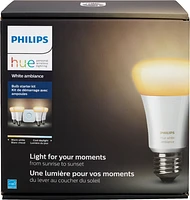 Philips - Geek Squad Certified Refurbished Hue White Ambiance A19 LED Bulbs Starter Kit - White