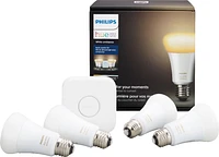 Philips - Geek Squad Certified Refurbished Hue White Ambiance A19 LED Bulbs Starter Kit - White