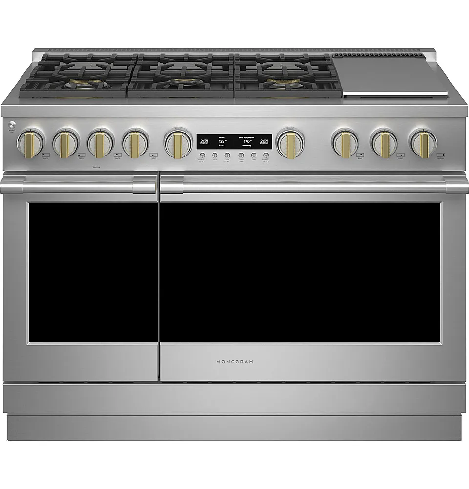 Monogram - 8.25 Cu. Ft. Freestanding Double Oven Dual Fuel Convection Range with Self-Clean, Built-In Wi-fi, and Burners