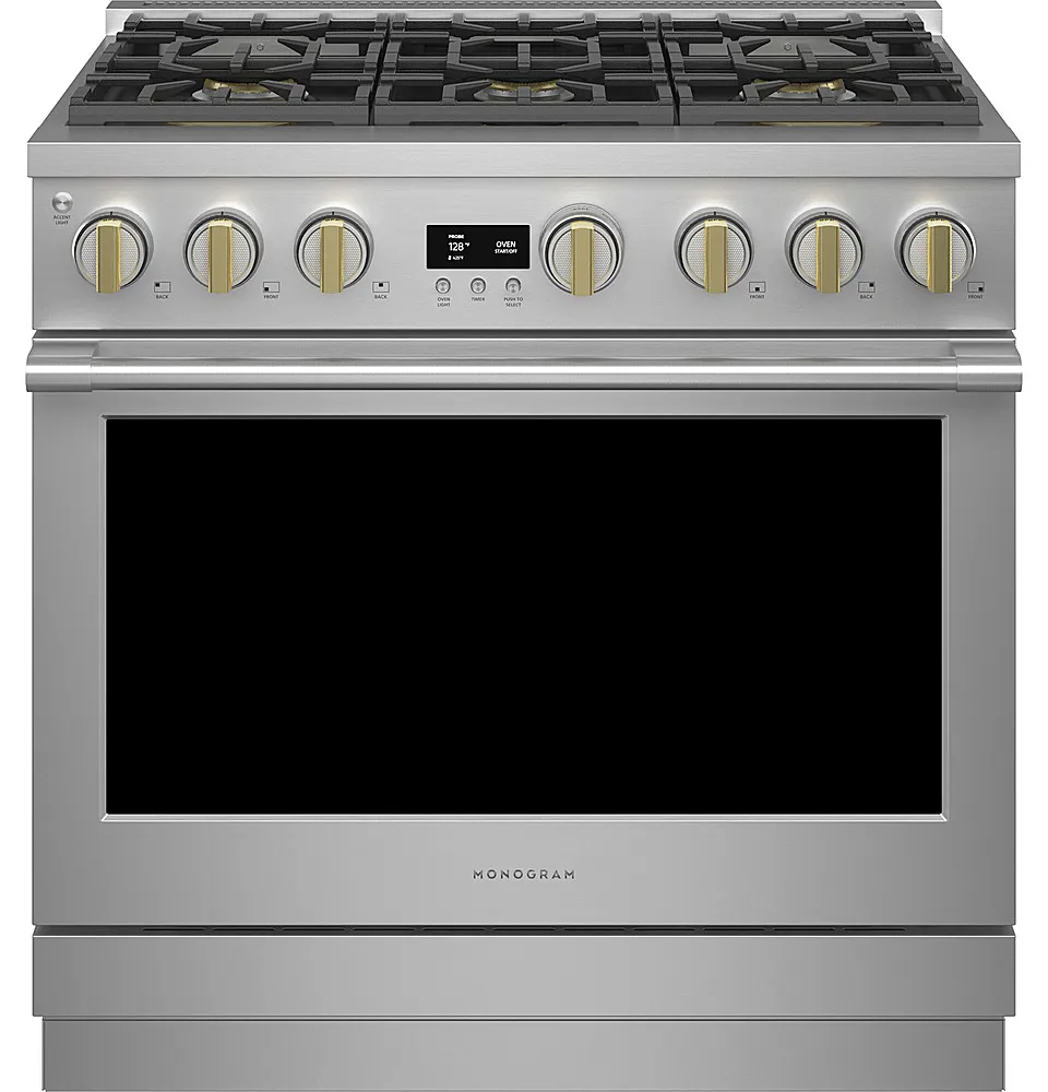 Monogram - Cu. Ft. Freestanding Dual Fuel Convection Range with Self-Clean, Built-In Wi-Fi, and Burners