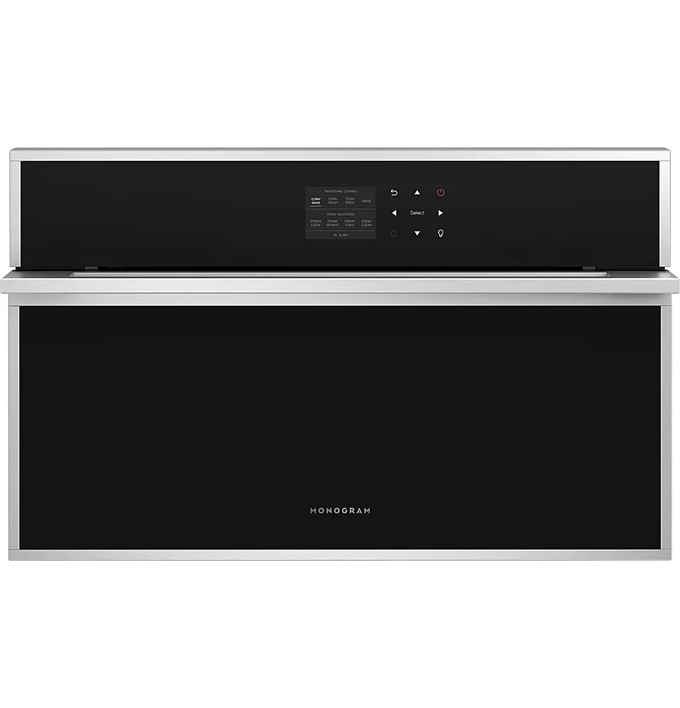 Monogram - Minimalist 30" Built-In Single Electric Convection Wall Oven with Steam Cooking - Stainless Steel