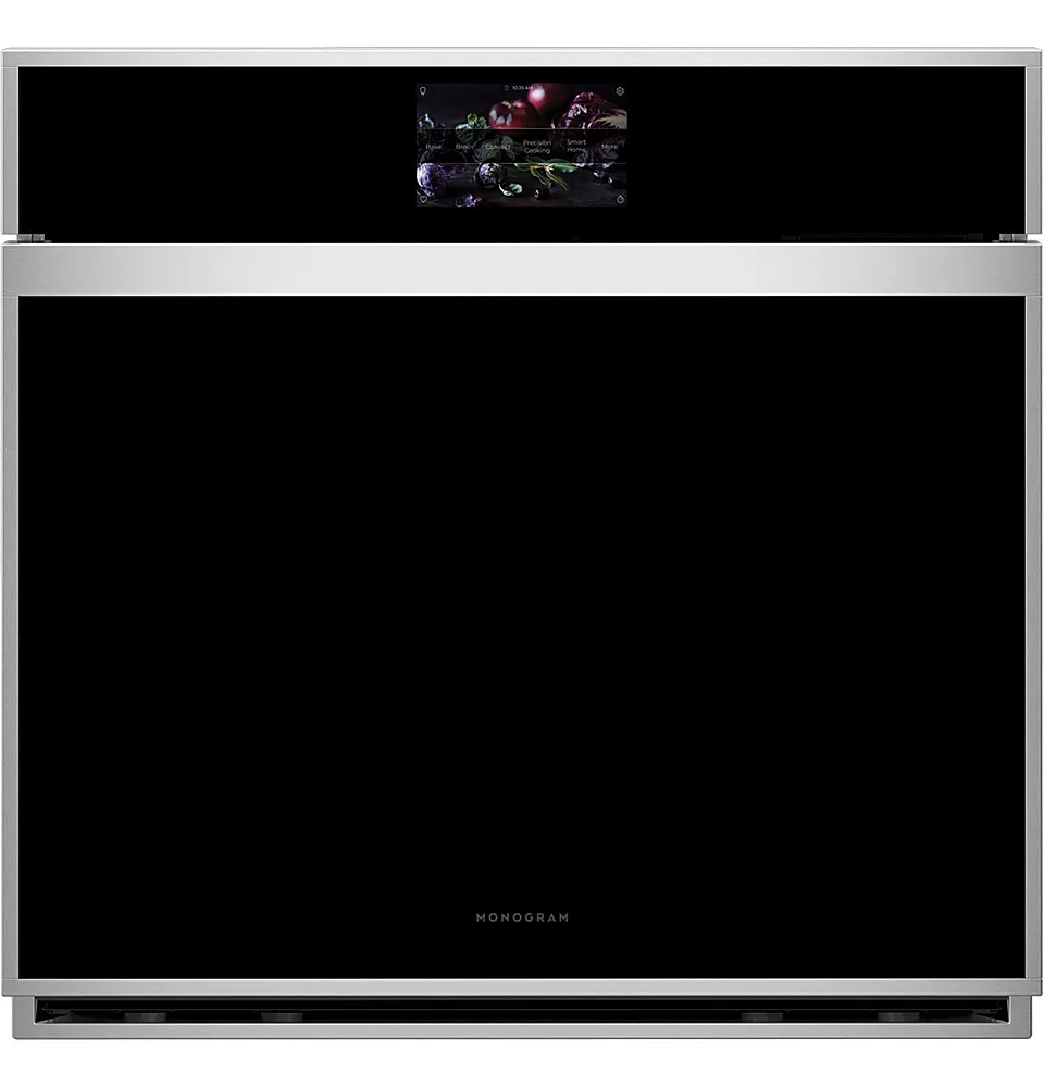 Monogram - Minimalist 30" Built-In Single Electric Convection Wall Oven with No-Preheat Air Fry - Stainless Steel