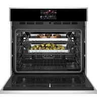 Monogram - Minimalist 30" Built-In Single Electric Convection Wall Oven with No-Preheat Air Fry - Stainless Steel