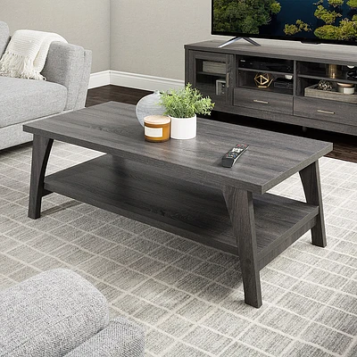 CorLiving - Hollywood Dark Gray Coffee Table with Shelf - Dark Grey