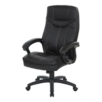 Office Star Products - Executive Faux Leather High Back Chair with Contrast Stitching - Black