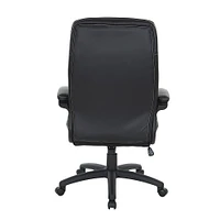 Office Star Products - Executive Faux Leather High Back Chair with Contrast Stitching - Black