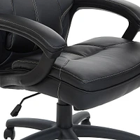 Office Star Products - Executive Faux Leather High Back Chair with Contrast Stitching - Black