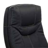 Office Star Products - Executive Faux Leather High Back Chair with Contrast Stitching - Black