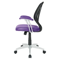 OSP Home Furnishings - Screen Back Chair with Mesh Fabric and Silver Coated Arms and Base - Purple
