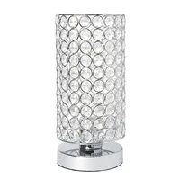 Elegant Designs - Elipse Crystal Bedside Nightstand Cylindrical Uplight Table Lamp - Chrome