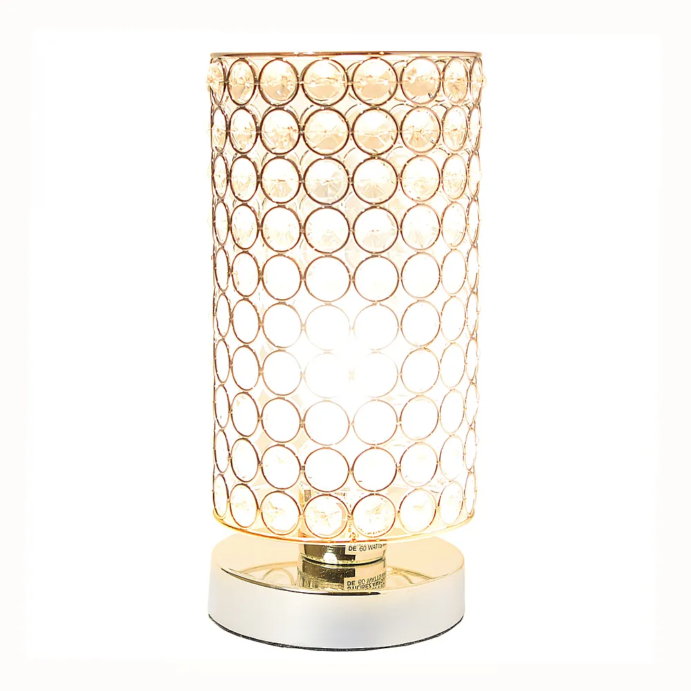 Elegant Designs - Elipse Crystal Bedside Nightstand Cylindrical Uplight Table Lamp - Chrome