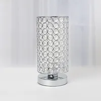 Elegant Designs - Elipse Crystal Bedside Nightstand Cylindrical Uplight Table Lamp - Chrome