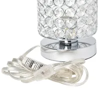 Elegant Designs - Elipse Crystal Bedside Nightstand Cylindrical Uplight Table Lamp - Chrome