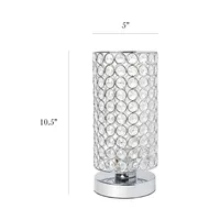 Elegant Designs - Elipse Crystal Bedside Nightstand Cylindrical Uplight Table Lamp - Chrome