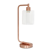 Simple Designs - Bronson Antique Style Industrial Iron Lantern Desk Lamp with Glass Shade