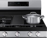 Samsung - 6.0 cu. ft. Freestanding Gas Range with WiFi and Integrated Griddle - Stainless Steel