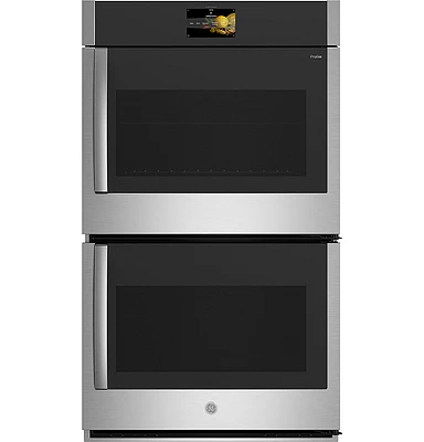GE Profile - 30" Built-In Double Electric Convection Wall Oven with Right-Hand Side-Swing Door - Stainless Steel