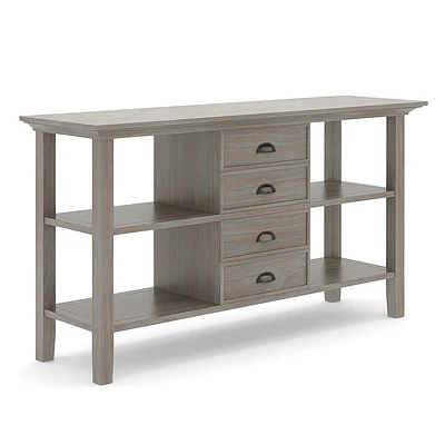 Simpli Home - Redmond SOLID WOOD 54 inch Wide Transitional Console Sofa Table in - Distressed Grey