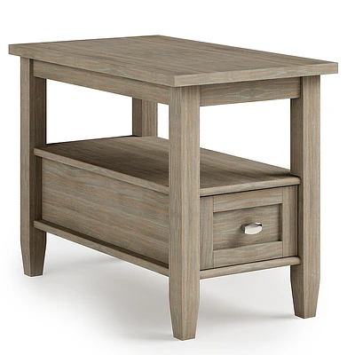 Simpli Home - Warm Shaker SOLID WOOD 14 inch Wide Rectangle Transitional Narrow Side Table in - Distressed Grey