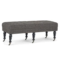 Simpli Home - Henley 49 inch Wide Traditional Rectangle Tufted Ottoman Bench - Ebony