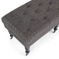 Simpli Home - Henley 49 inch Wide Traditional Rectangle Tufted Ottoman Bench - Ebony