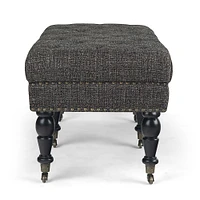 Simpli Home - Henley 49 inch Wide Traditional Rectangle Tufted Ottoman Bench - Ebony