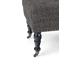 Simpli Home - Henley 49 inch Wide Traditional Rectangle Tufted Ottoman Bench - Ebony