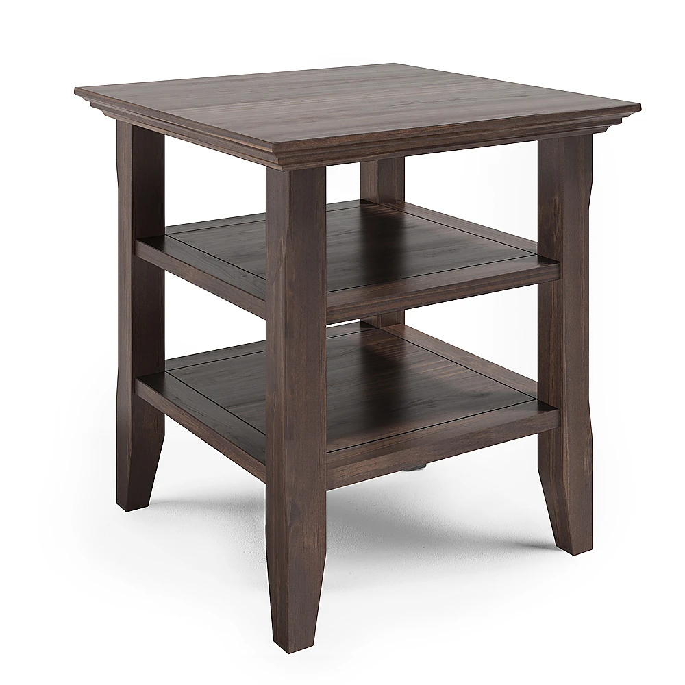 Simpli Home - Acadian SOLID WOOD 19 inch Wide Square Transitional End Table in - Warm Walnut Brown