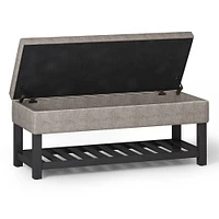 Simpli Home - Cosmopolitan 44 inch Wide Traditional Rectangle Storage Ottoman Bench with Open Bottom - Distressed Grey Taupe