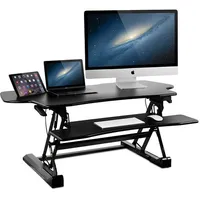 Mount-It! - Extra-Wide Height Adjustable Standing Desk Converter - Black