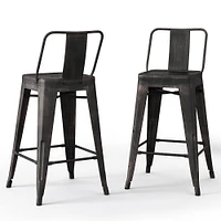 Simpli Home - Rayne Industrial Metal 24 inch Counter Height Stool (Set of 2) in