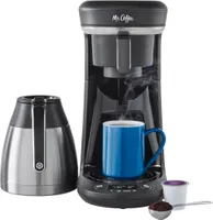 Mr. Coffee - Space-Saving Combo 10-Cup Coffee Maker and Pod Single Serve Brewer - Stainless-Steel/Black