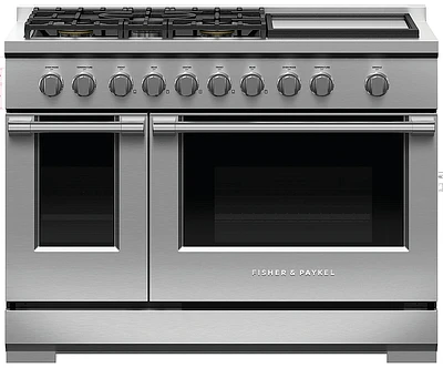 Fisher & Paykel - 7.7 Cu. Ft. Freestanding Double Oven Gas Convection Range