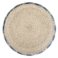 Simpli Home - Edgeley Round Pouf - Classic Blue, Natural
