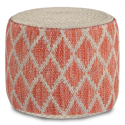 Simpli Home - Edgeley Round Pouf - Coral and Natural