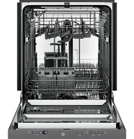 GE - Top Control Built-In Stainless Steel Tub Dishwasher with Sanitize Cycle, 51 dba - Custom Panel Ready