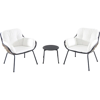 Hanover - Naya 3-Piece Chat Set with Cushions - Steel/White