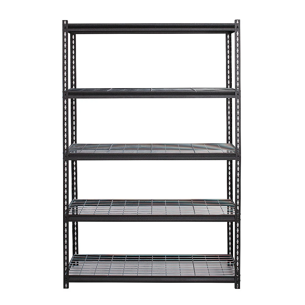 Space Solutions - 2300 Riveted Wire Deck Shelving, 5-Shelf, 18Dx48Wx72H - Black