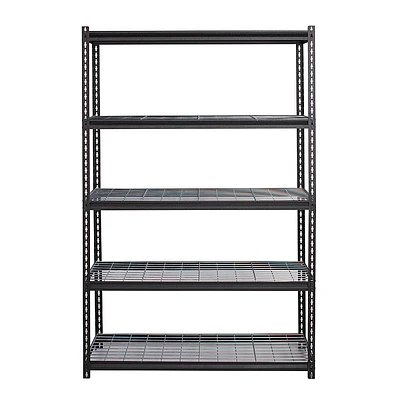 Space Solutions - 2300 Riveted Wire Deck Shelving, 5-Shelf, 18Dx48Wx72H - Black