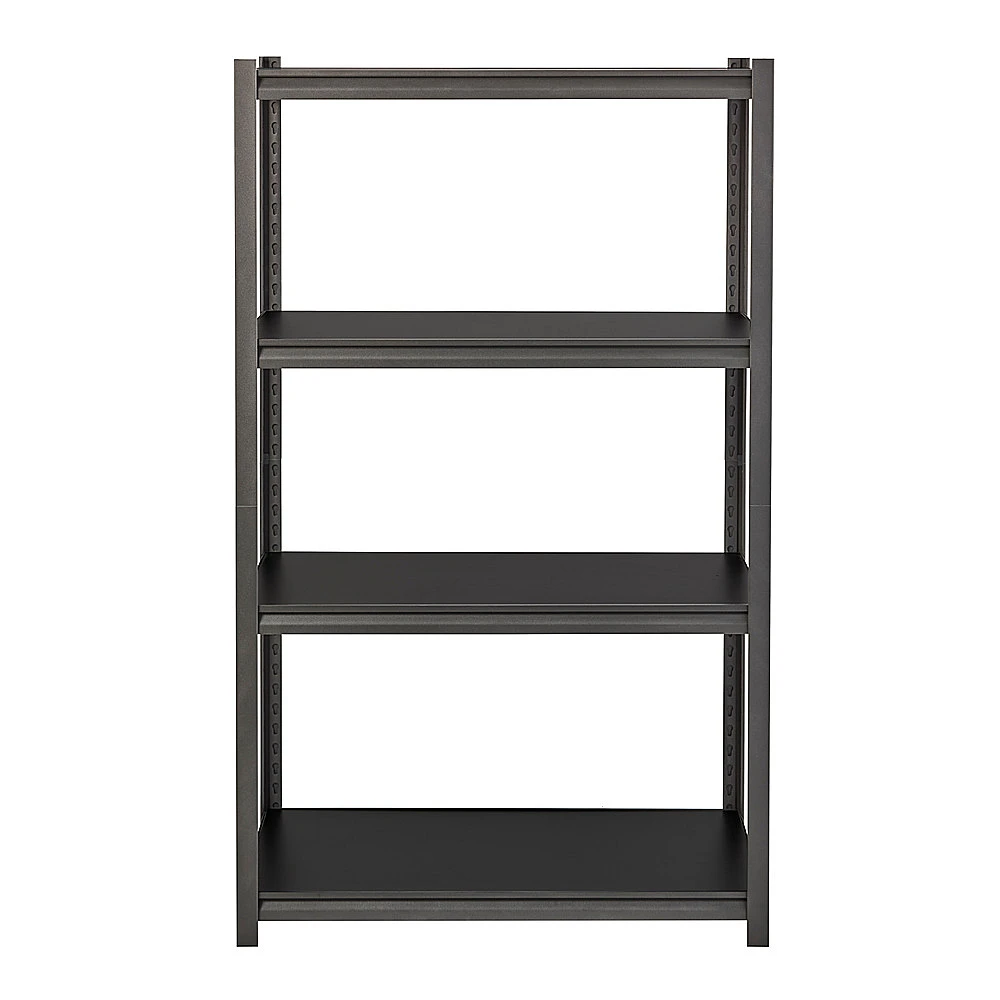 Space Solutions - 3200 Riveted Steel Shelving 4-Shelf Unit, 18D x 36W x 60H - Gunmetal Gray - Black