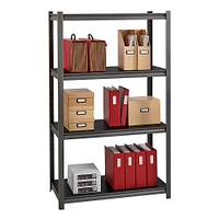 Space Solutions - 3200 Riveted Steel Shelving 4-Shelf Unit, 18D x 36W x 60H - Gunmetal Gray - Black