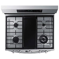 Samsung - 6.0 cu. ft. Smart Freestanding Gas Range with Flex Duo, Stainless Cooktop & Air Fry - Stainless Steel