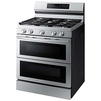 Samsung - 6.0 cu. ft. Smart Freestanding Gas Range with Flex Duo, Stainless Cooktop & Air Fry - Stainless Steel