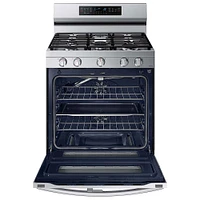 Samsung - 6.0 cu. ft. Smart Freestanding Gas Range with Flex Duo, Stainless Cooktop & Air Fry - Stainless Steel