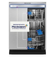 GE Profile - Top Control Smart Built-In Stainless Steel Tub Dishwasher with 3rd Rack and Microban, 42dBA - Stainless Steel