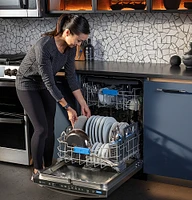 GE Profile - Top Control Smart Built-In Stainless Steel Tub Dishwasher with 3rd Rack and Microban, 42dBA - Stainless Steel