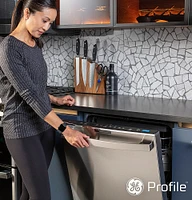 GE Profile - Top Control Smart Built-In Stainless Steel Tub Dishwasher with 3rd Rack and Microban, 42dBA - Stainless Steel